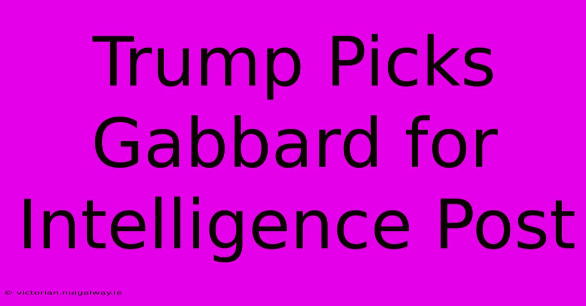 Trump Picks Gabbard For Intelligence Post