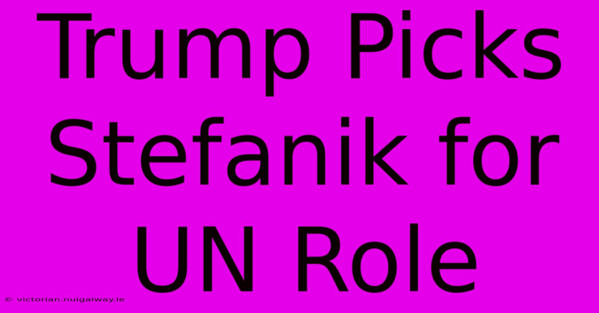 Trump Picks Stefanik For UN Role