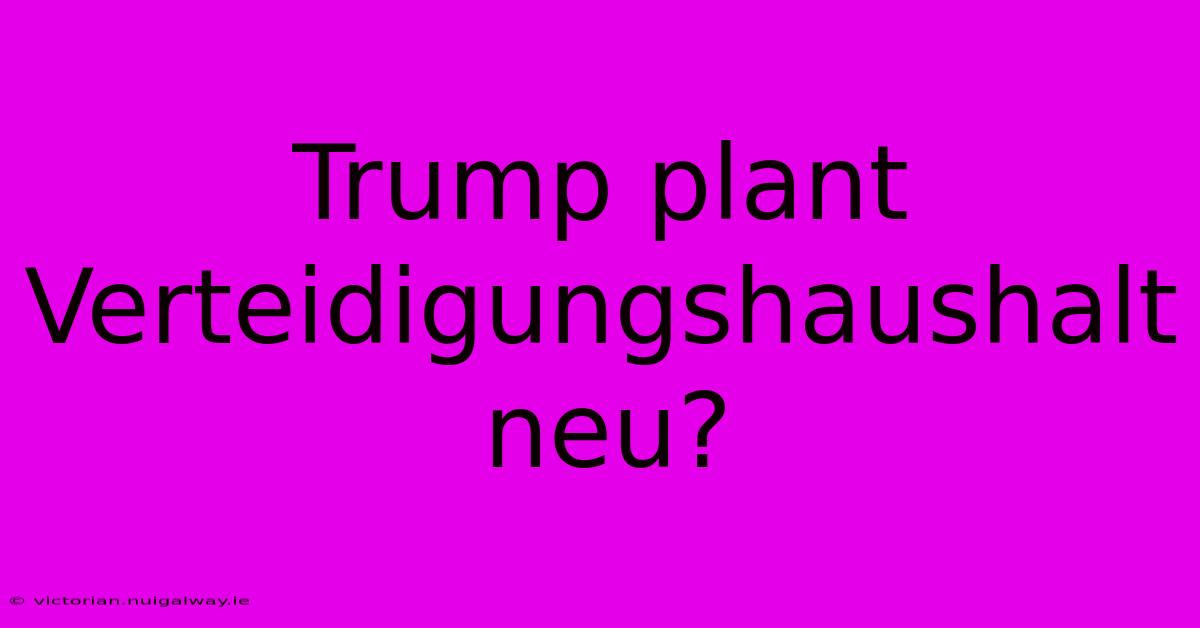 Trump Plant Verteidigungshaushalt Neu?