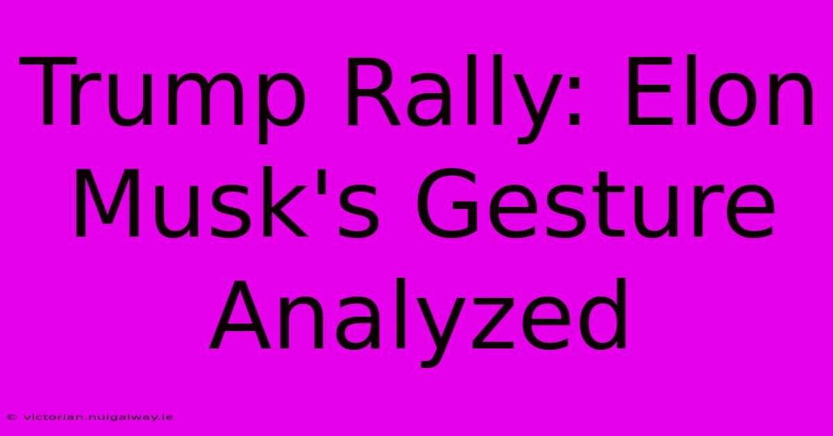 Trump Rally: Elon Musk's Gesture Analyzed