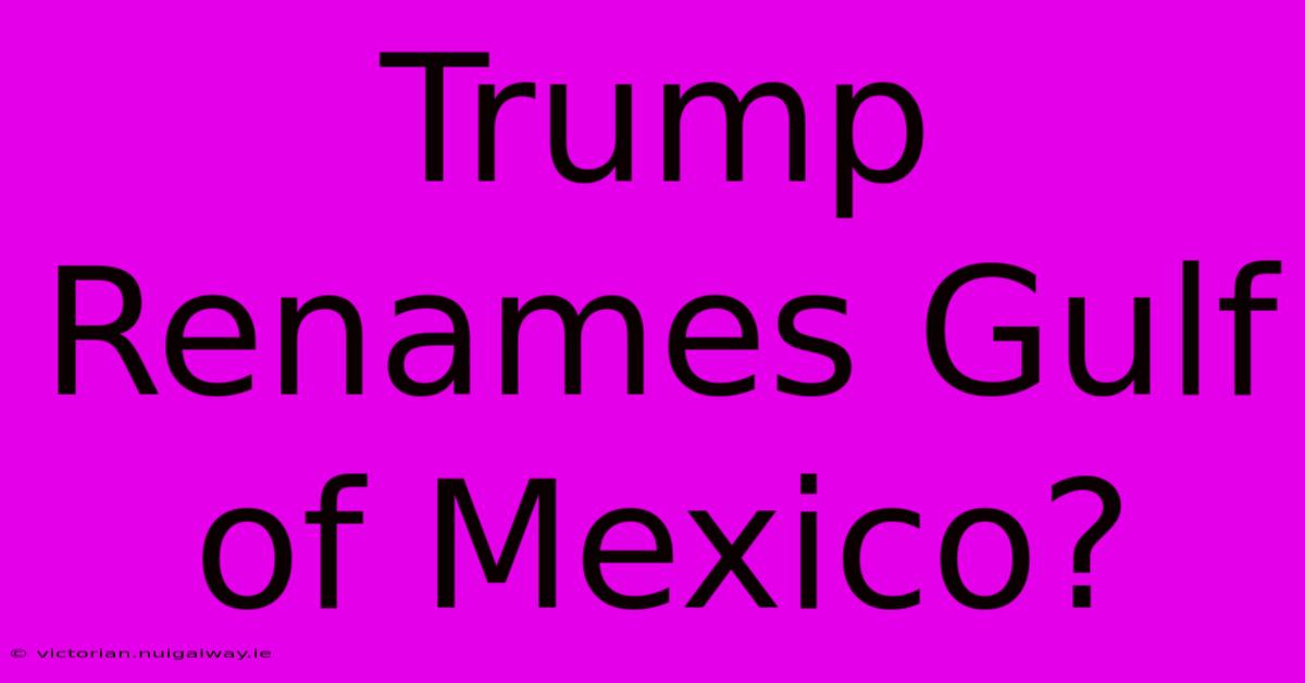 Trump Renames Gulf Of Mexico?