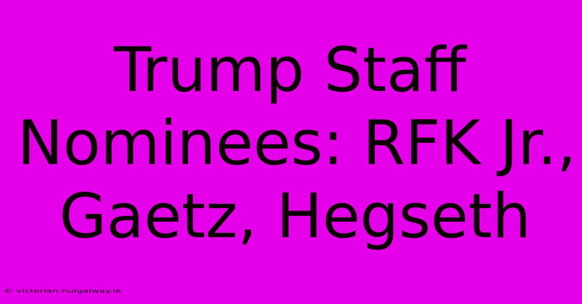 Trump Staff Nominees: RFK Jr., Gaetz, Hegseth