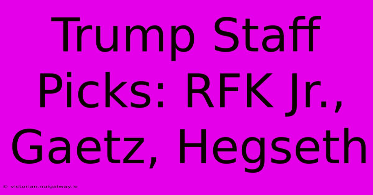 Trump Staff Picks: RFK Jr., Gaetz, Hegseth