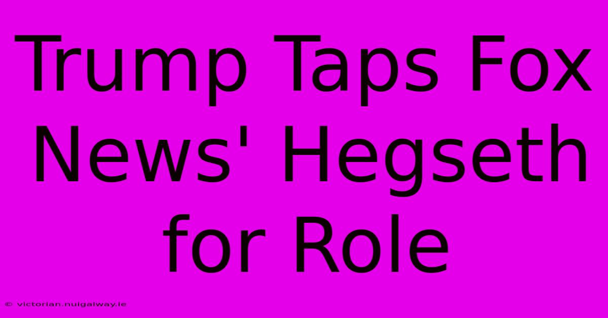 Trump Taps Fox News' Hegseth For Role