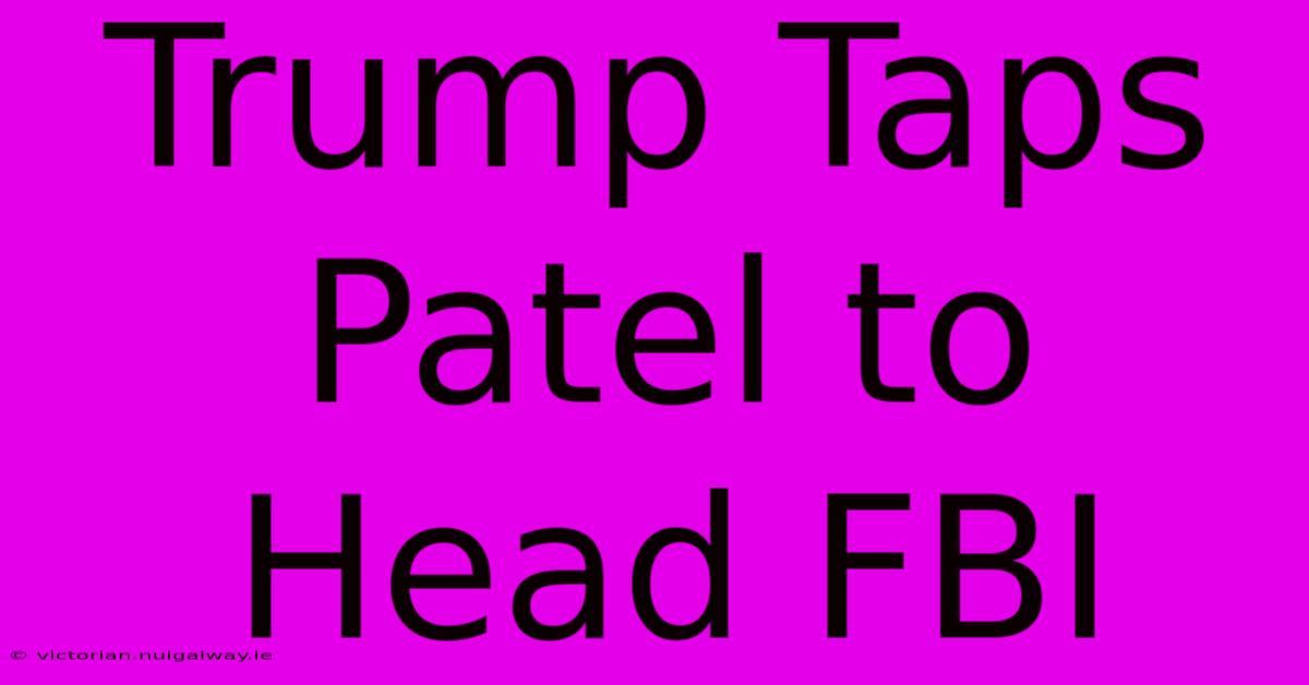 Trump Taps Patel To Head FBI