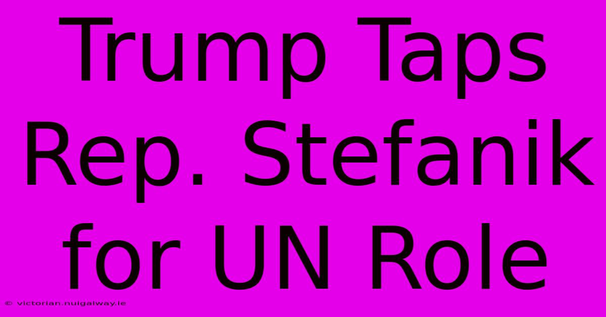 Trump Taps Rep. Stefanik For UN Role