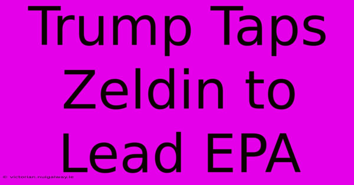 Trump Taps Zeldin To Lead EPA