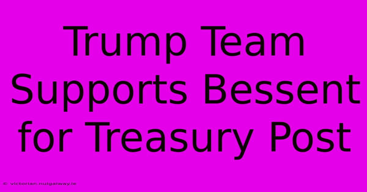 Trump Team Supports Bessent For Treasury Post 