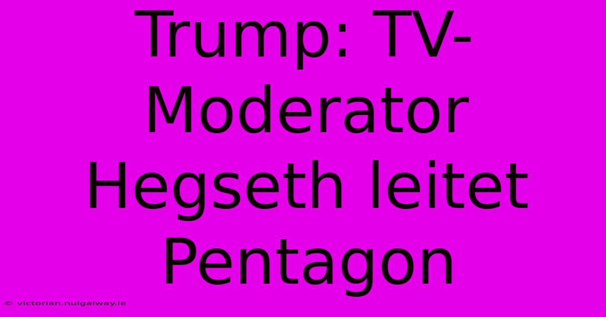 Trump: TV-Moderator Hegseth Leitet Pentagon 