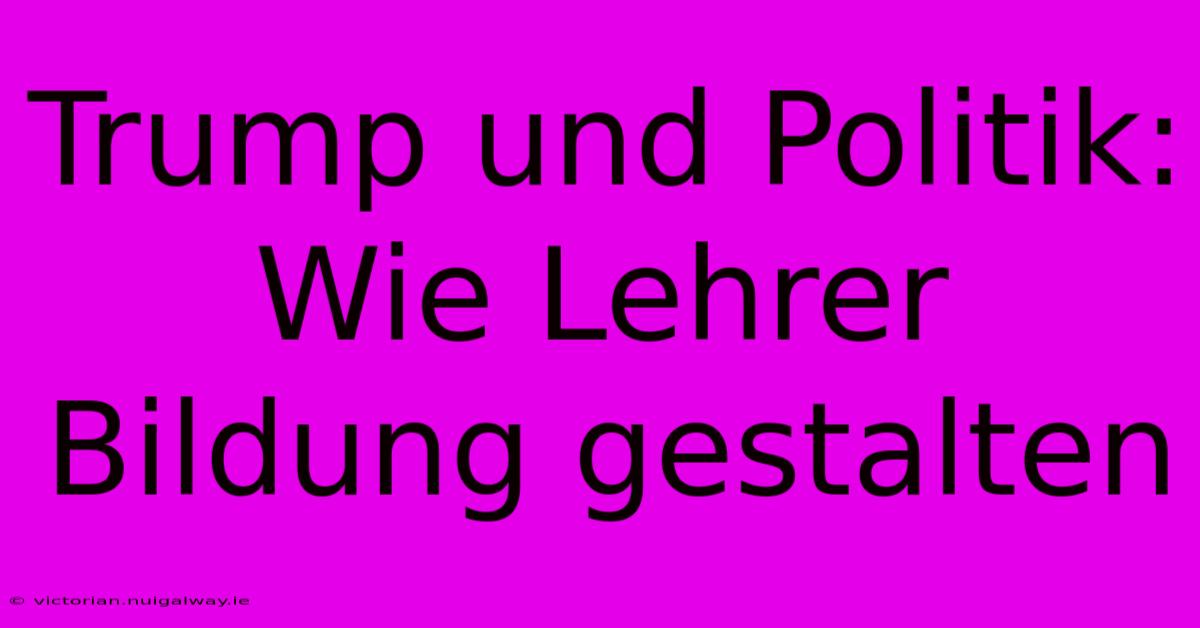 Trump Und Politik: Wie Lehrer Bildung Gestalten 