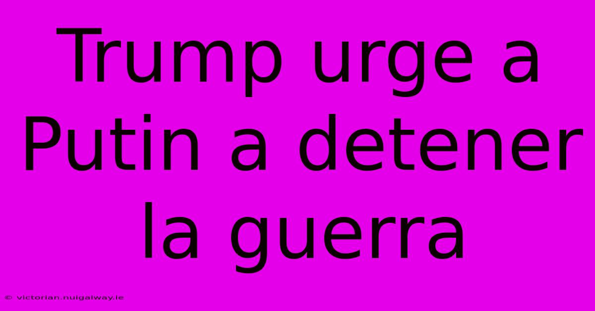 Trump Urge A Putin A Detener La Guerra 