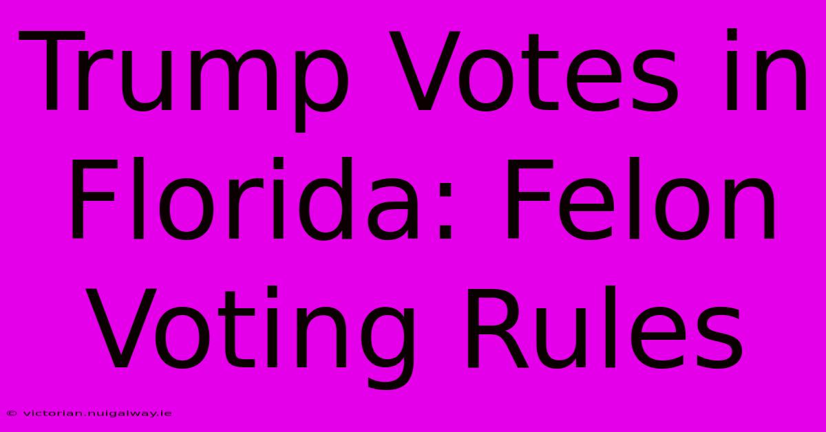 Trump Votes In Florida: Felon Voting Rules 