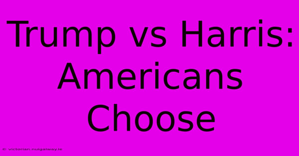 Trump Vs Harris: Americans Choose