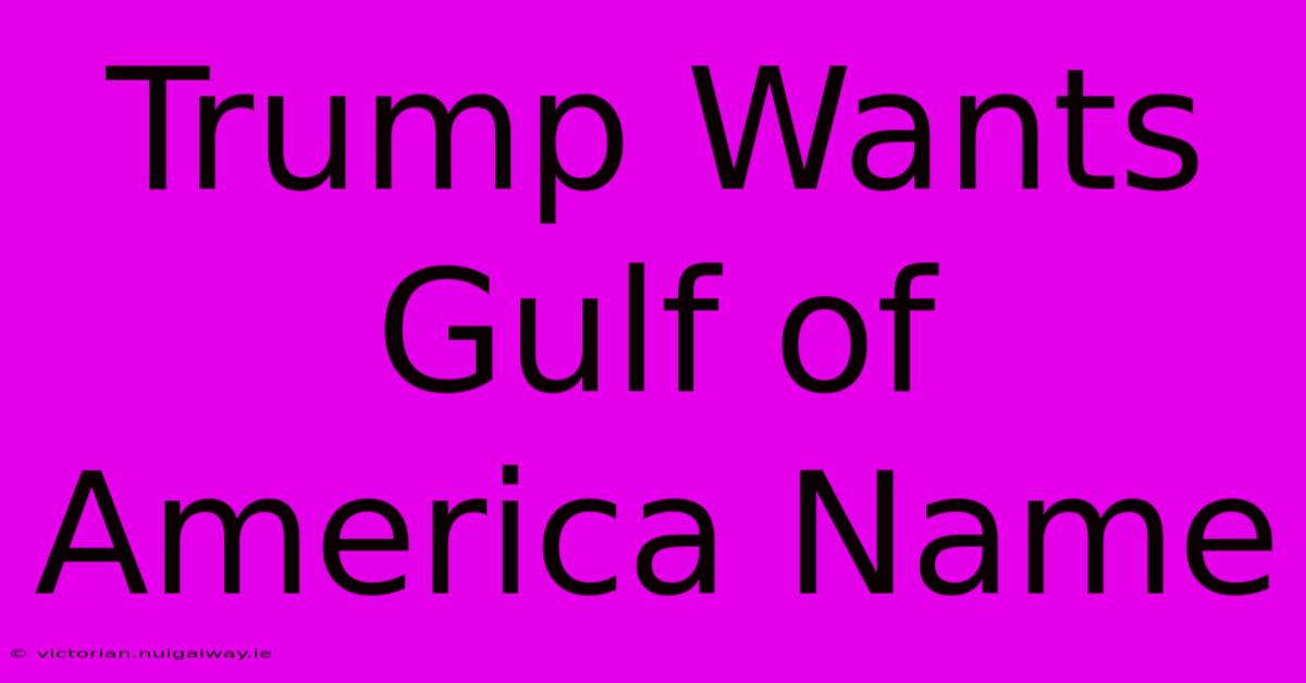 Trump Wants Gulf Of America Name