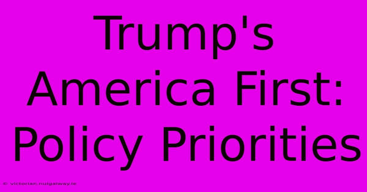 Trump's America First: Policy Priorities