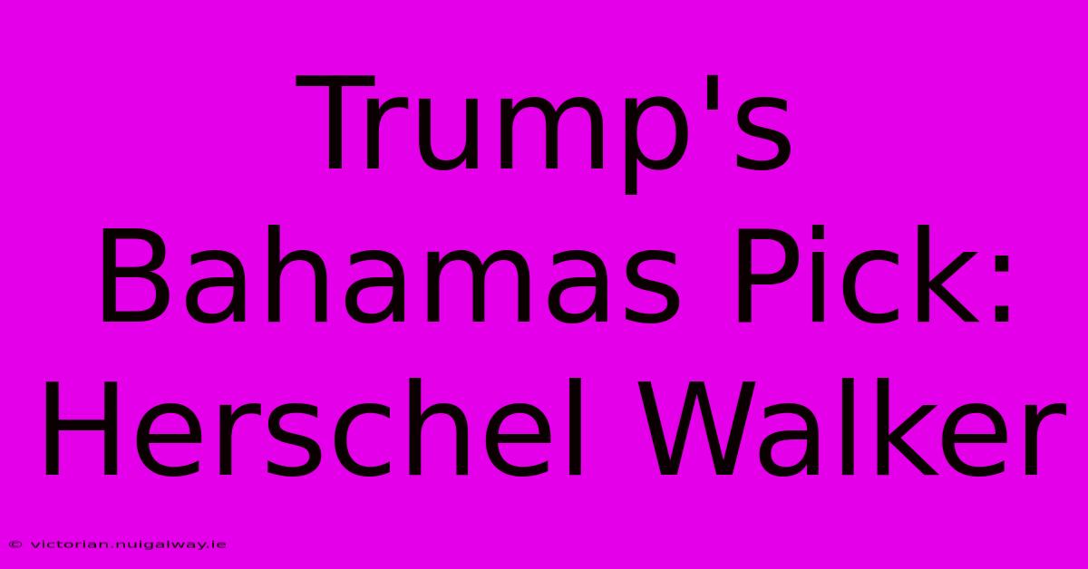 Trump's Bahamas Pick: Herschel Walker