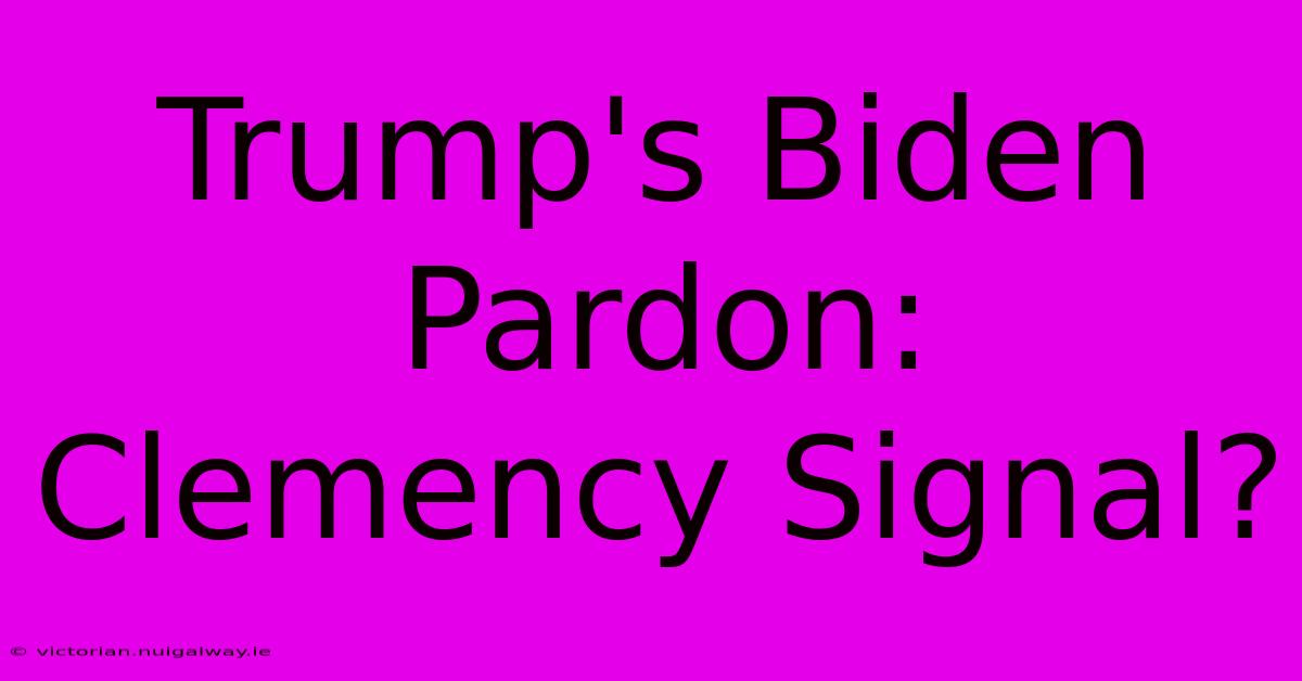 Trump's Biden Pardon: Clemency Signal?