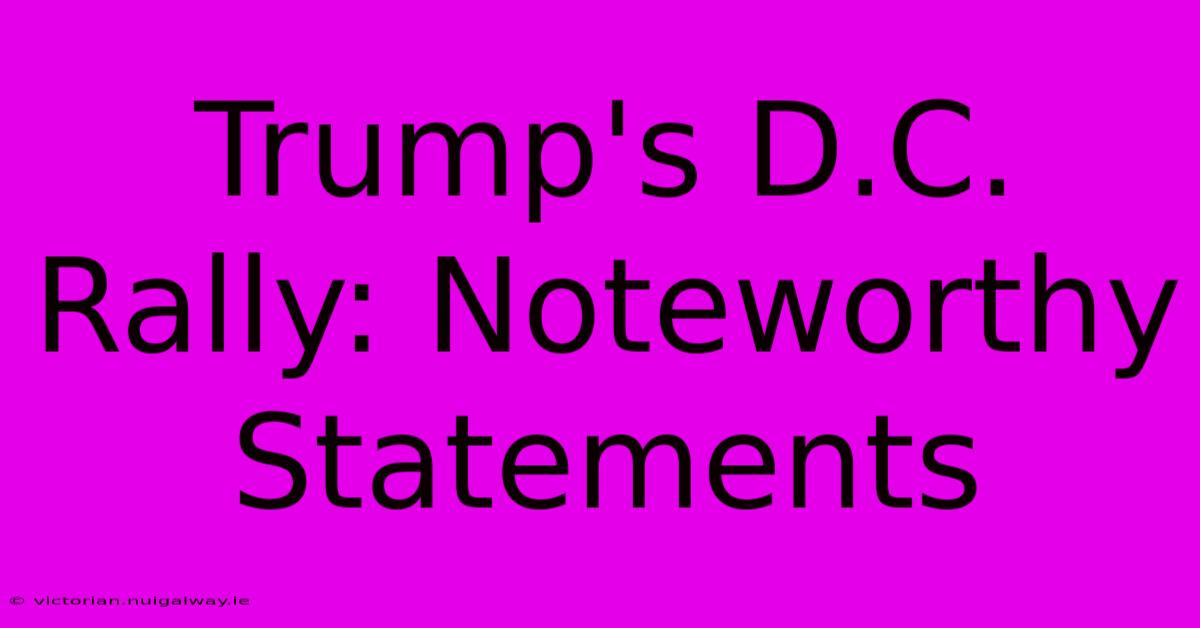 Trump's D.C. Rally: Noteworthy Statements