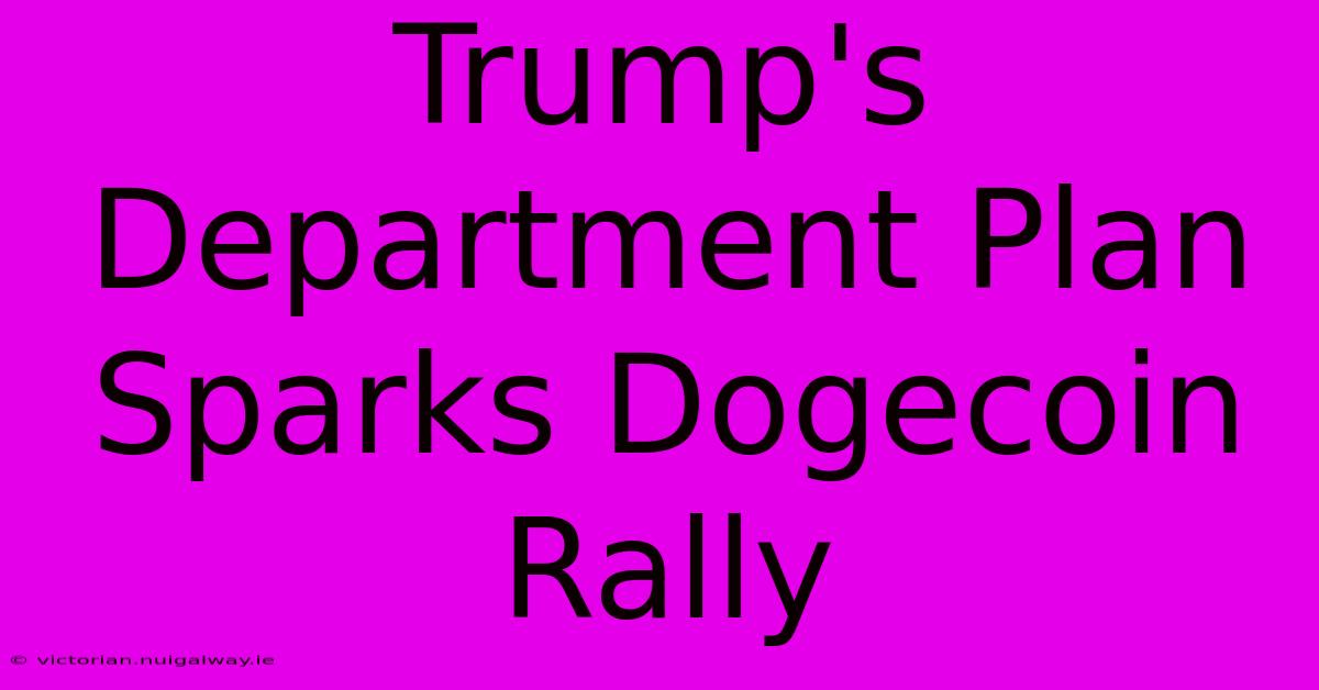 Trump's Department Plan Sparks Dogecoin Rally