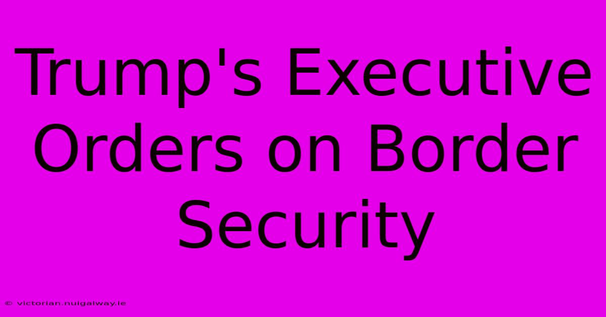 Trump's Executive Orders On Border Security