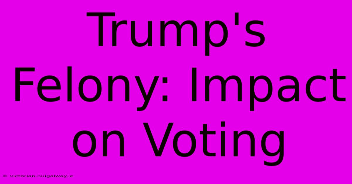 Trump's Felony: Impact On Voting 