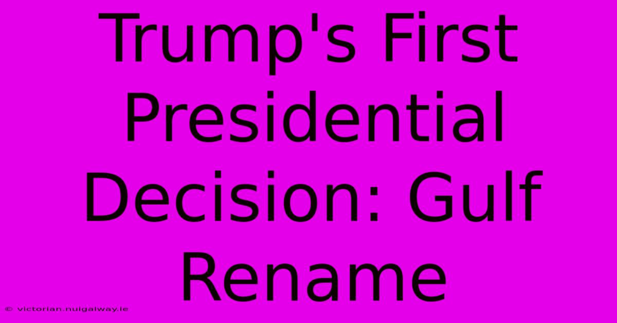 Trump's First Presidential Decision: Gulf Rename