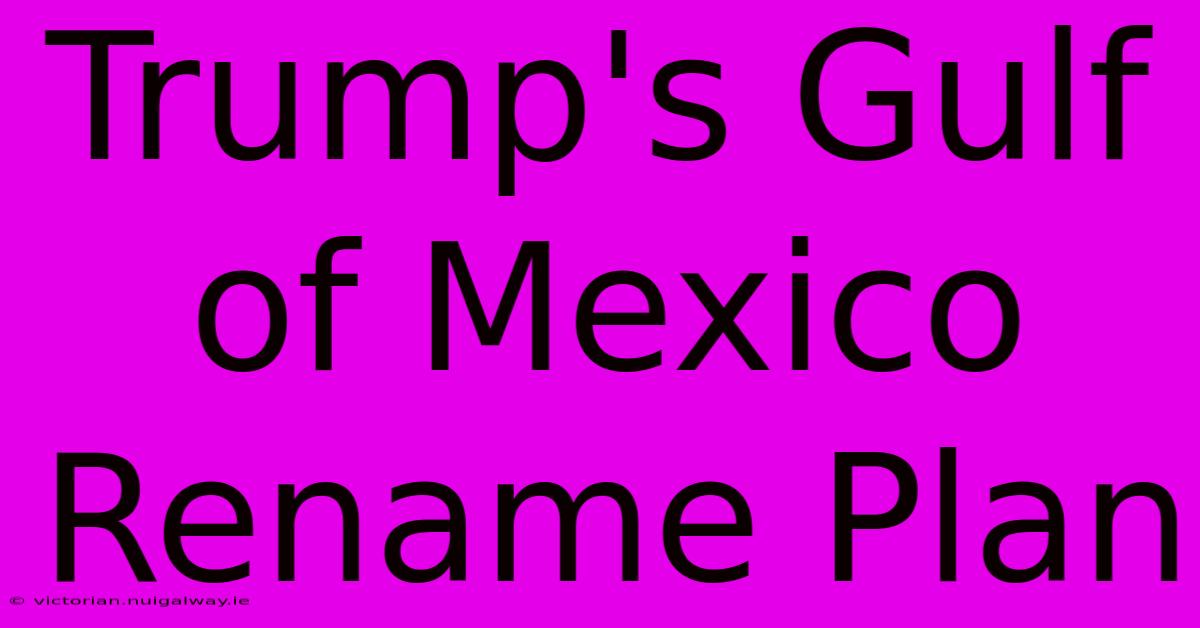 Trump's Gulf Of Mexico Rename Plan