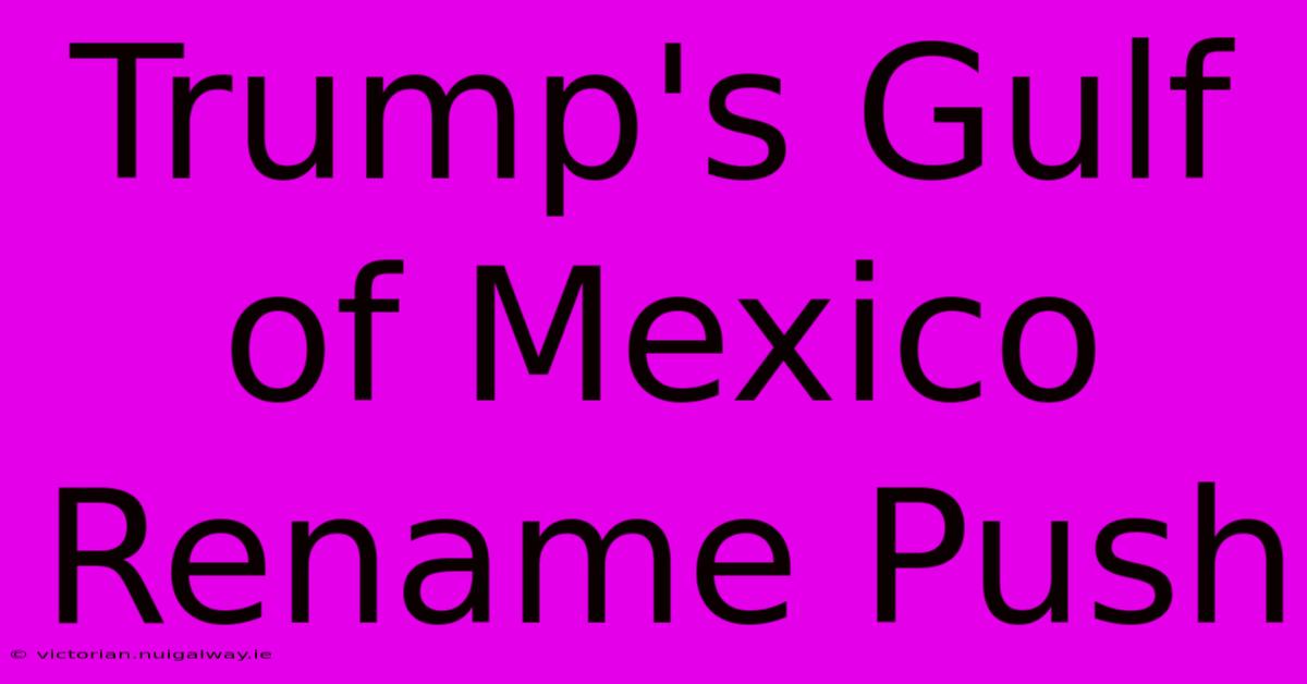 Trump's Gulf Of Mexico Rename Push