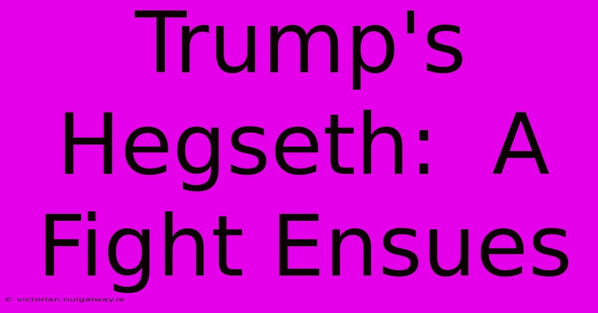 Trump's Hegseth:  A Fight Ensues