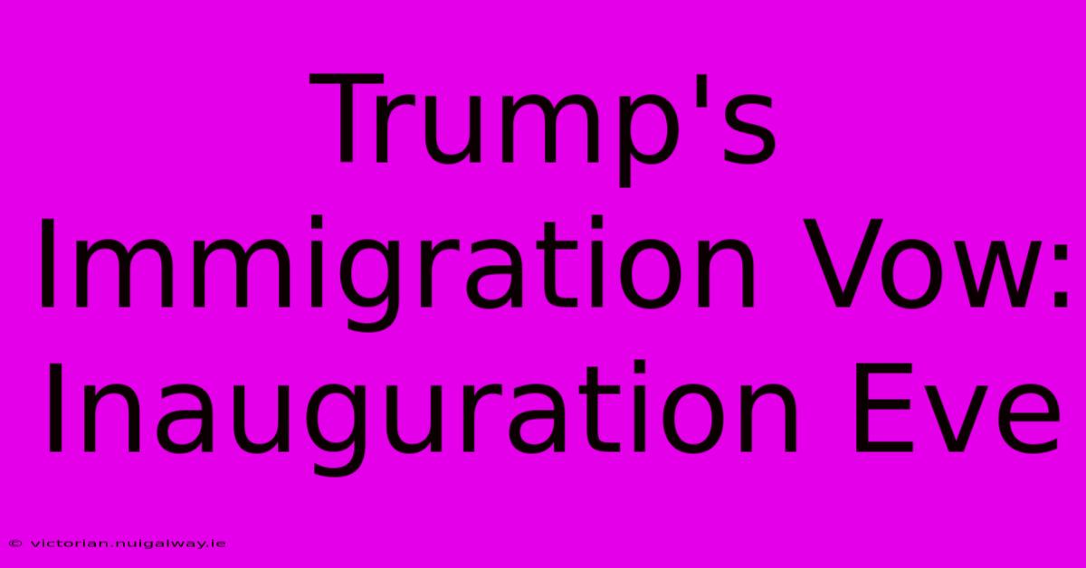 Trump's Immigration Vow: Inauguration Eve