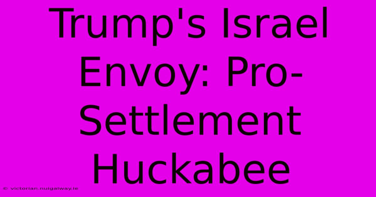 Trump's Israel Envoy: Pro-Settlement Huckabee 