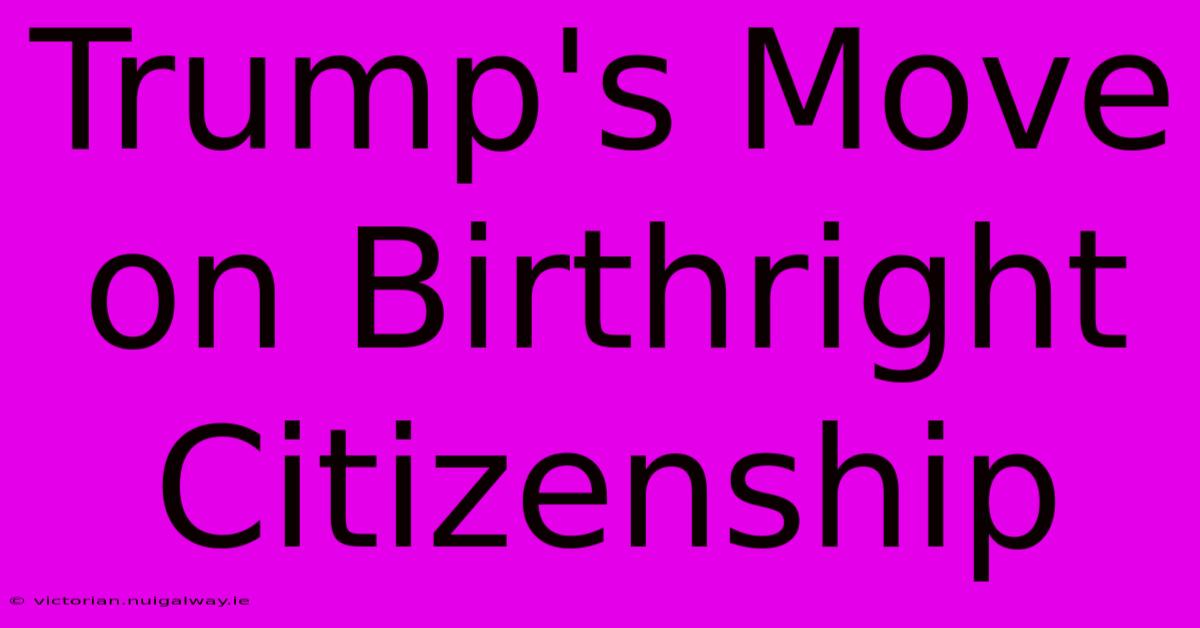 Trump's Move On Birthright Citizenship