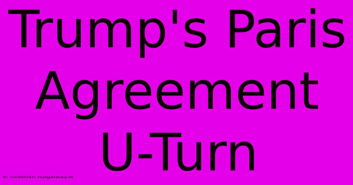 Trump's Paris Agreement U-Turn