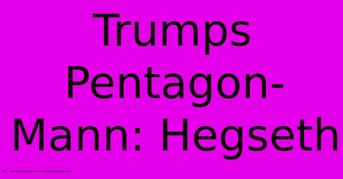 Trumps Pentagon-Mann: Hegseth