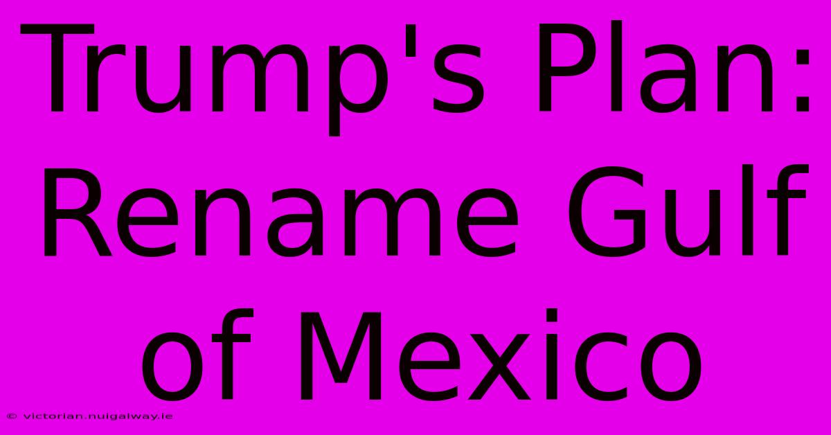 Trump's Plan: Rename Gulf Of Mexico