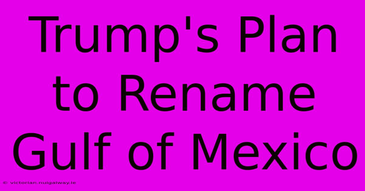 Trump's Plan To Rename Gulf Of Mexico