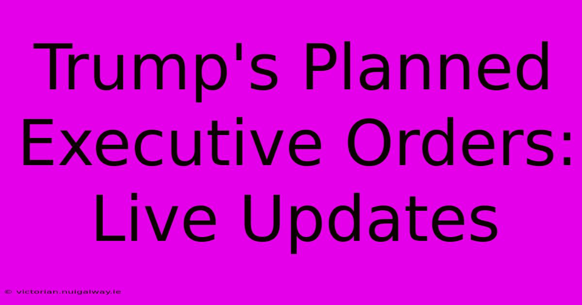 Trump's Planned Executive Orders: Live Updates