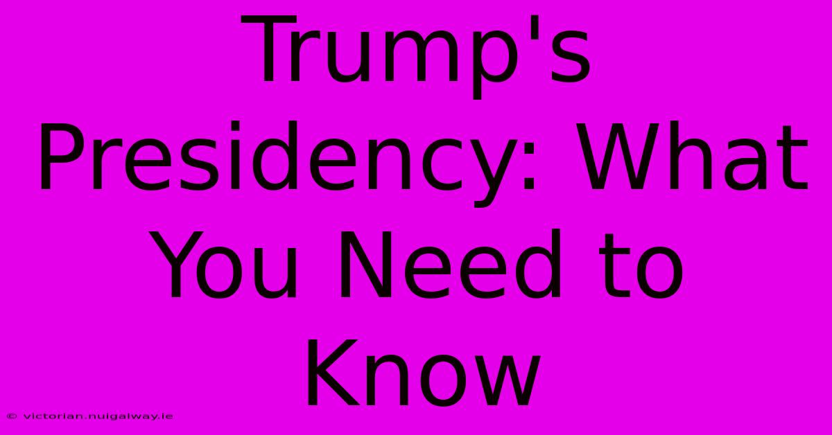 Trump's Presidency: What You Need To Know