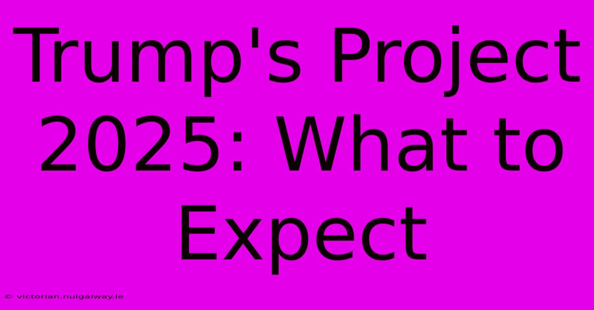 Trump's Project 2025: What To Expect