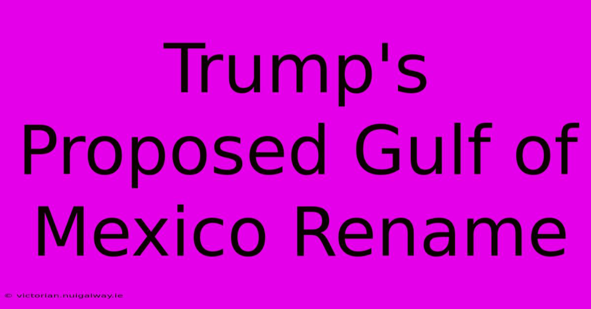 Trump's Proposed Gulf Of Mexico Rename