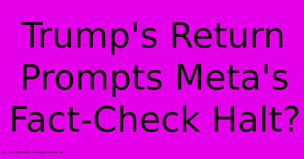 Trump's Return Prompts Meta's Fact-Check Halt?