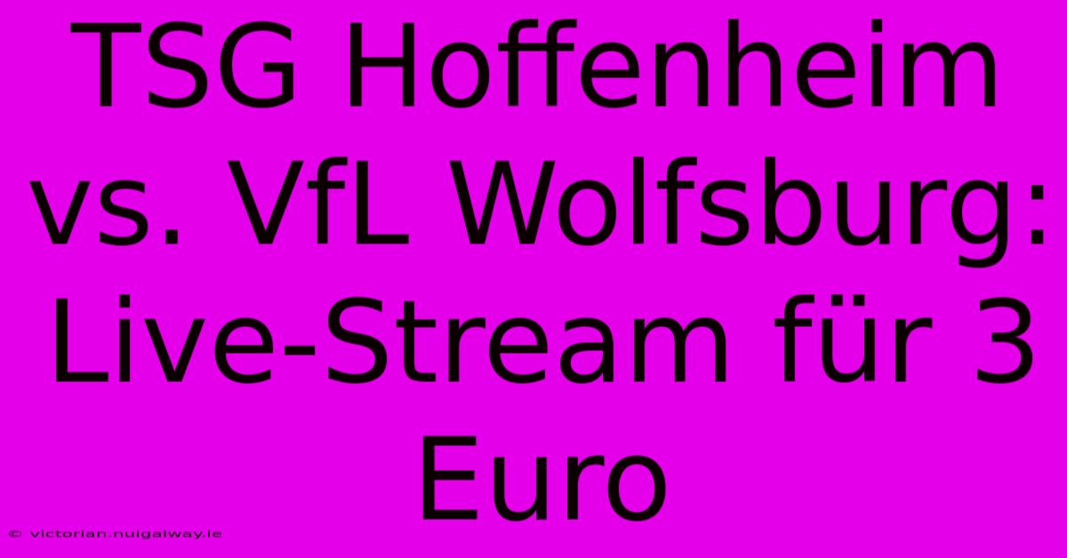 TSG Hoffenheim Vs. VfL Wolfsburg: Live-Stream Für 3 Euro