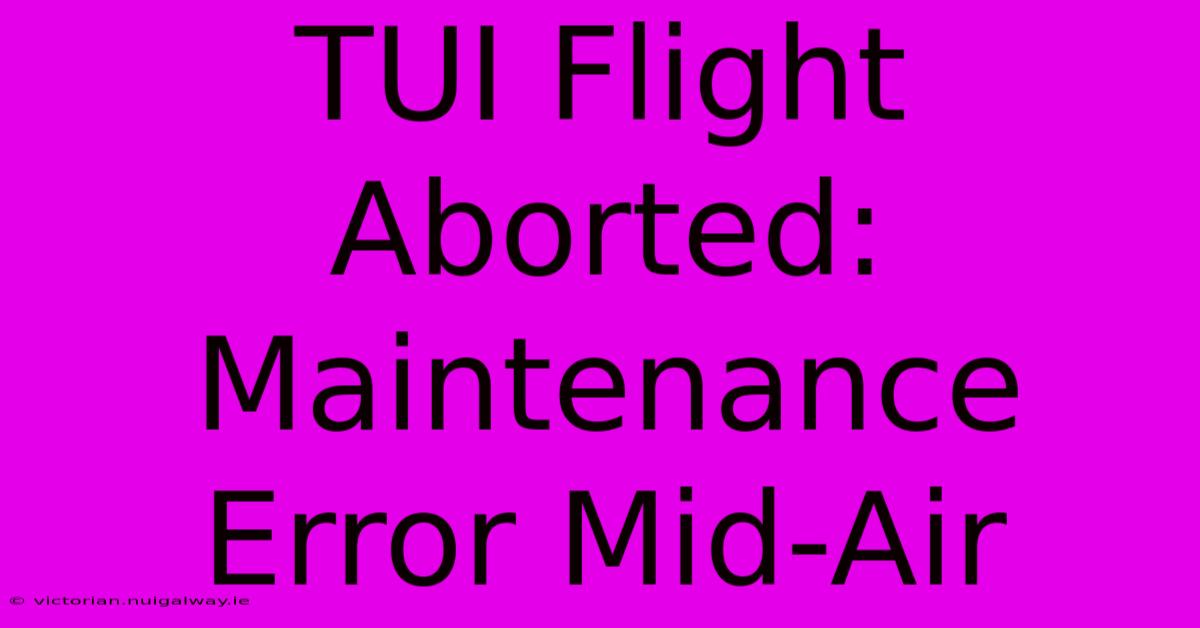 TUI Flight Aborted: Maintenance Error Mid-Air