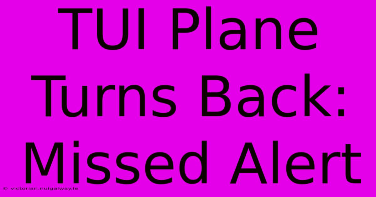 TUI Plane Turns Back: Missed Alert