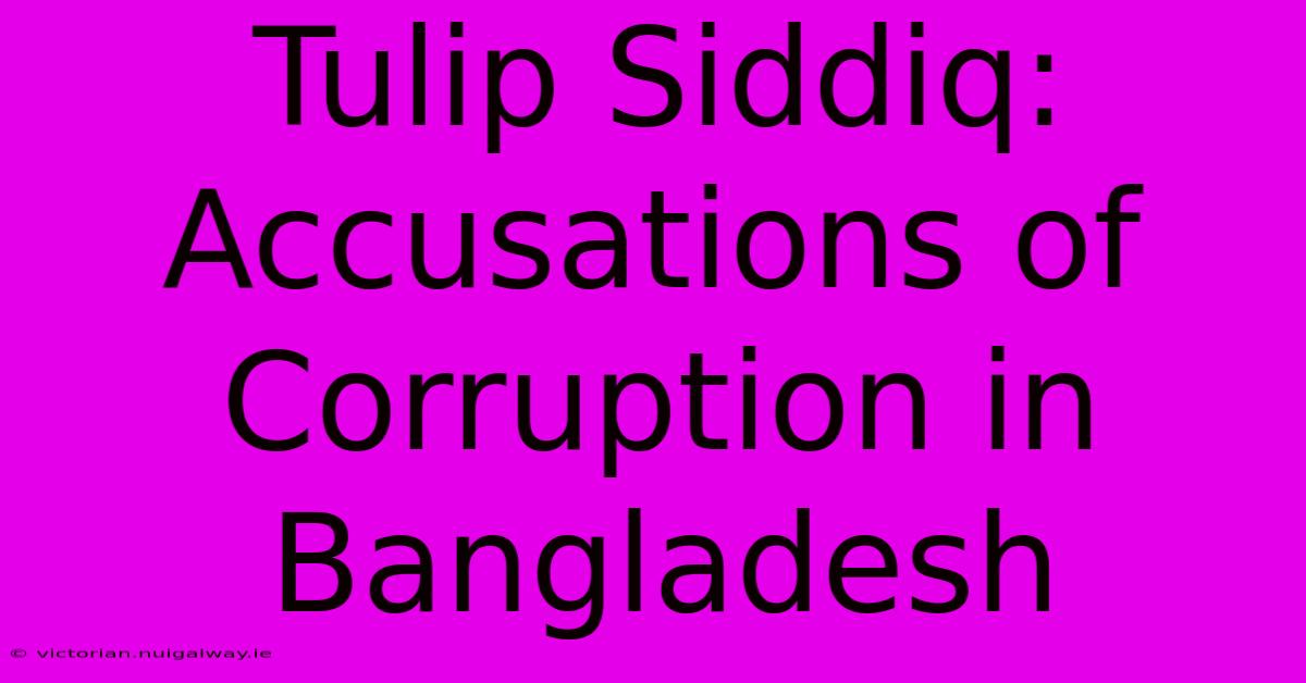 Tulip Siddiq: Accusations Of Corruption In Bangladesh