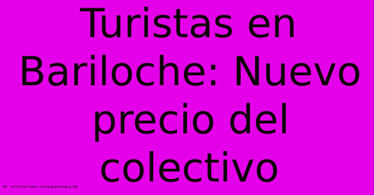 Turistas En Bariloche: Nuevo Precio Del Colectivo