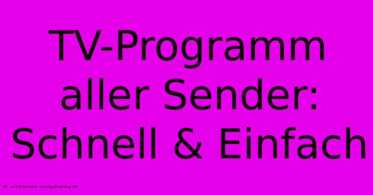 TV-Programm Aller Sender: Schnell & Einfach