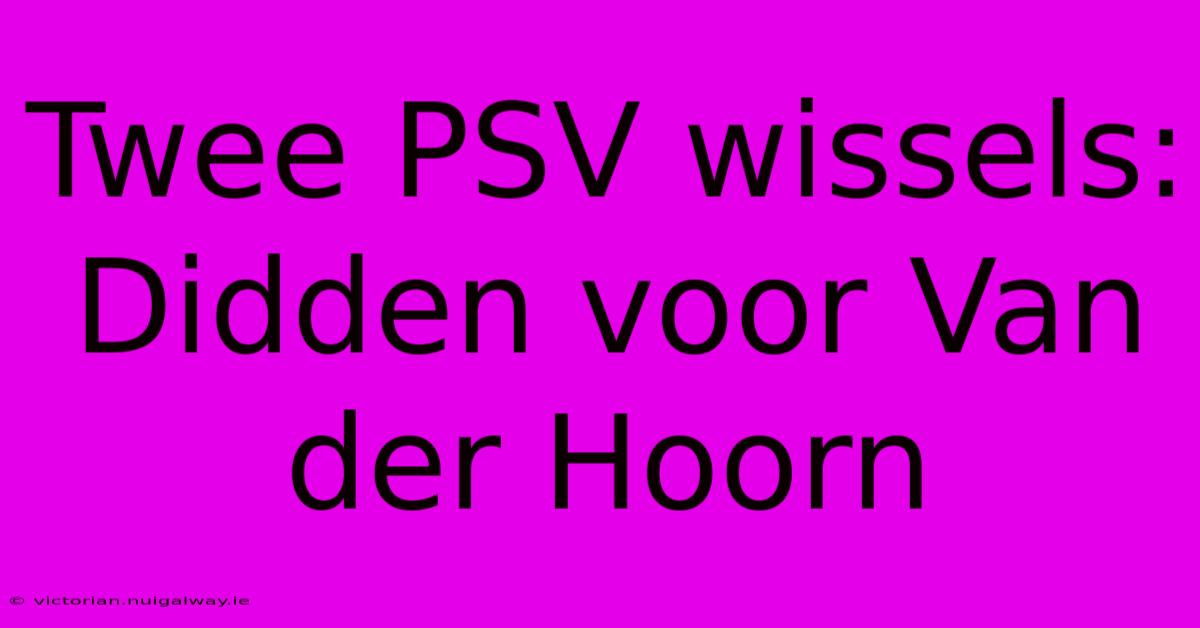 Twee PSV Wissels: Didden Voor Van Der Hoorn