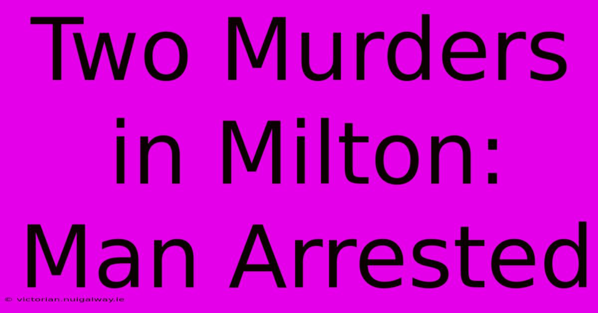 Two Murders In Milton: Man Arrested