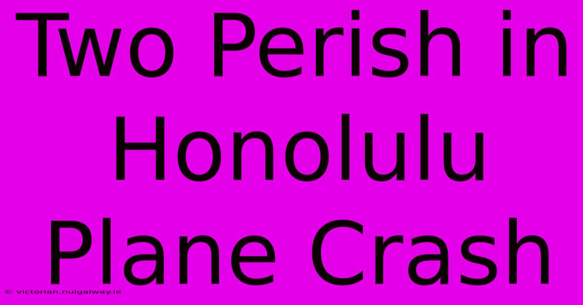 Two Perish In Honolulu Plane Crash